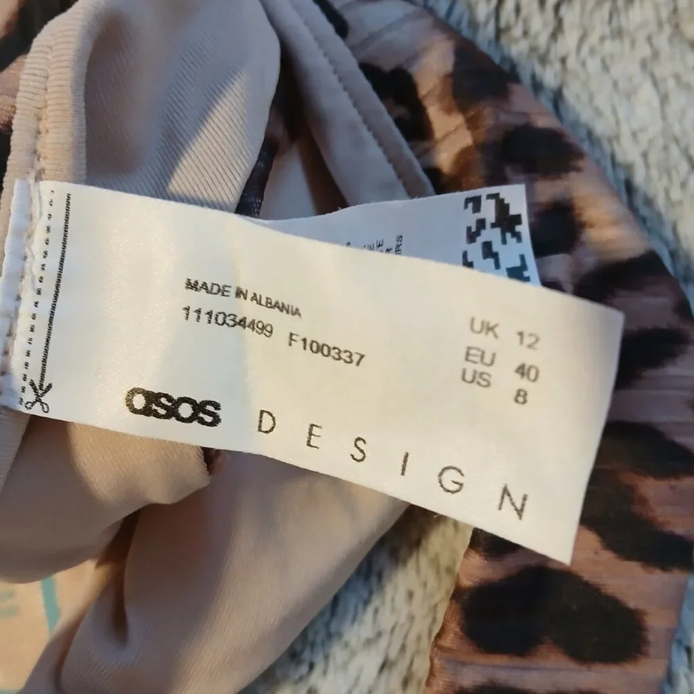 Asos Design Women's  Leopard M&M High Leg Thong Size  US 8 - Picture 3 of 6